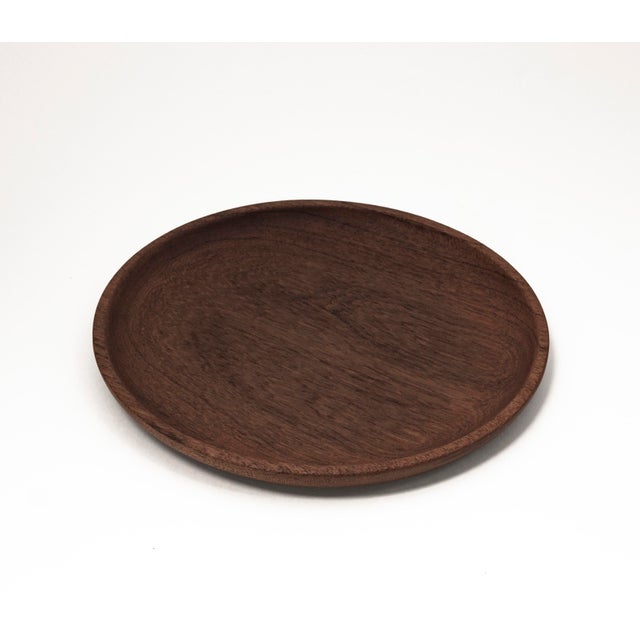 Maroon Round Walnut Wood Bowl, 1960s For Sale - Image 8 of 13
