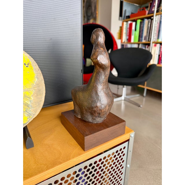 Mid Century Francis Weingarten Belgium Ceramic Female Torso Sculpture European Expressionist Clay Figure Wood Base For Sale - Image 12 of 15