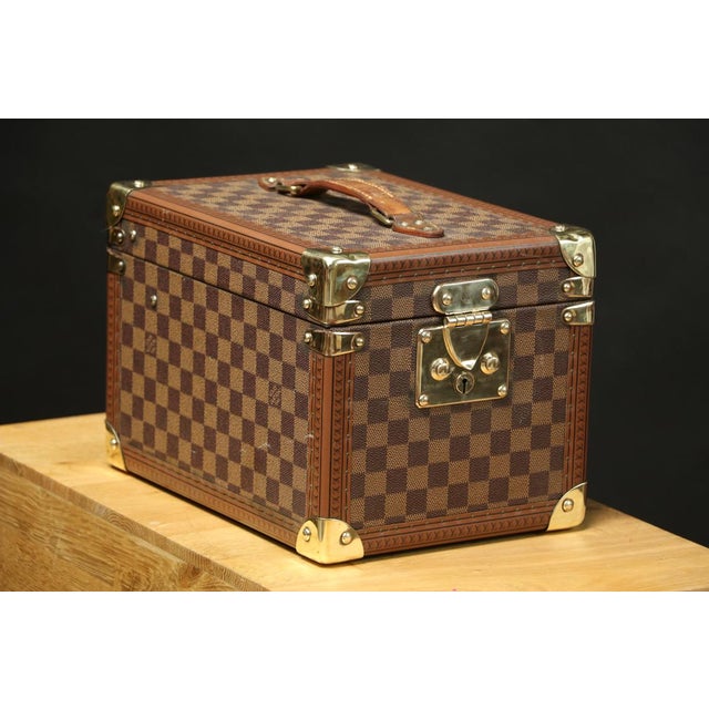 Brown Damier Vanity Case from Louis Vuitton, 1950s For Sale - Image 8 of 13
