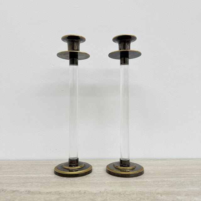 1970s Acrylic Glass Candleholders from Caravell, 1970s, Set of 2 For Sale - Image 5 of 15