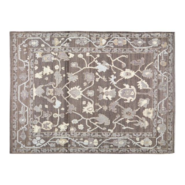 Oushak Hand Knotted Wool Rug, 9'4"x12'4" For Sale