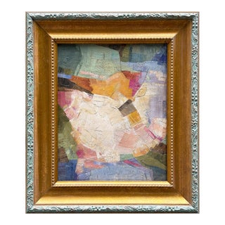 Contemporary Abstract "Water Lily" Oil Painting in Vintage Frame For Sale