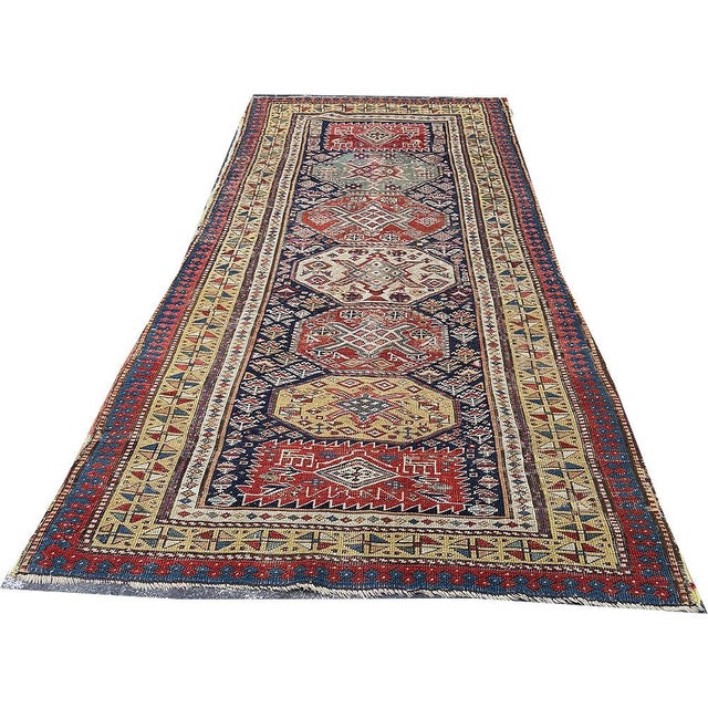 19th Century Tribal Caucasian Kazak Runner Rug For Sale In Los Angeles - Image 6 of 10