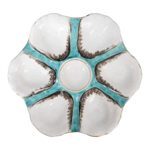 Antique French Porcelain Turquoise Oyster Plate
