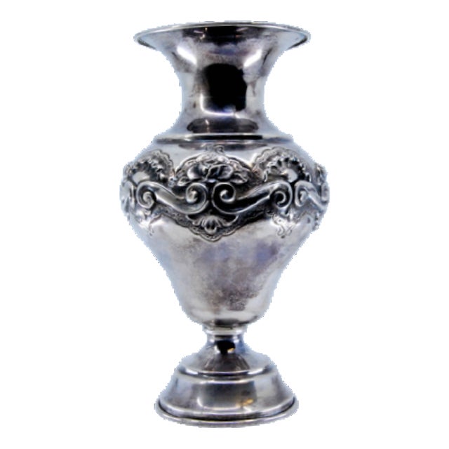 Silver Jug with Round Base and Relief For Sale