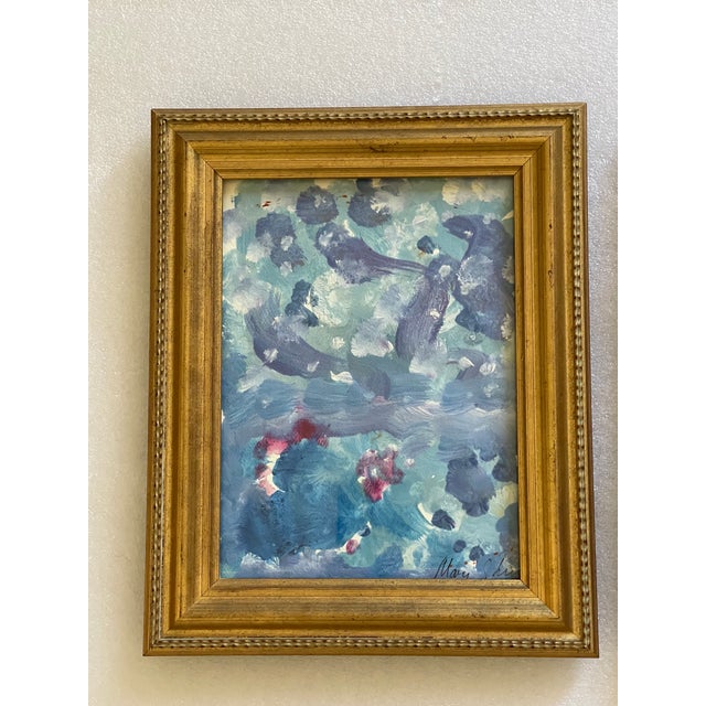 Snowstorm at Sea - pair of contemporary abstract paintings acrylic on paper , framed.