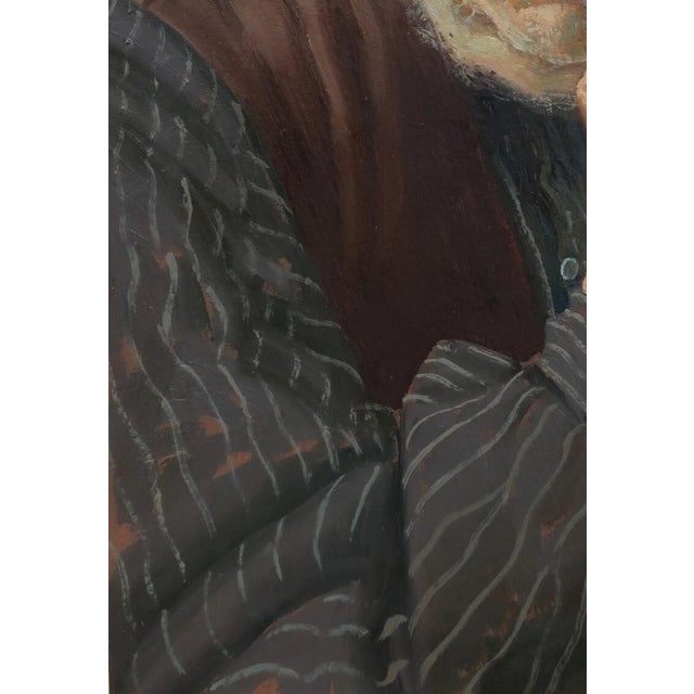 Antique Oil Painting: Ukrainian Man With Pipe, Socialist Realism Art 47-33 For Sale - Image 4 of 6