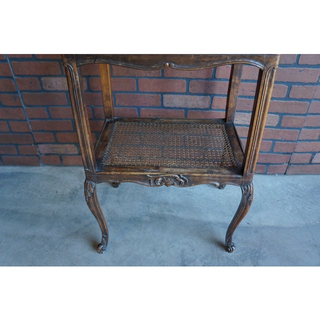 Antique French Carved Walnut Cane End Table For Sale - Image 4 of 9