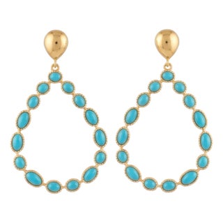 Natural Turquoise 5.90cts Earring in 14k Gold For Sale