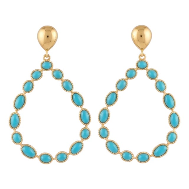 Natural Turquoise 5.90cts Earring in 14k Gold For Sale