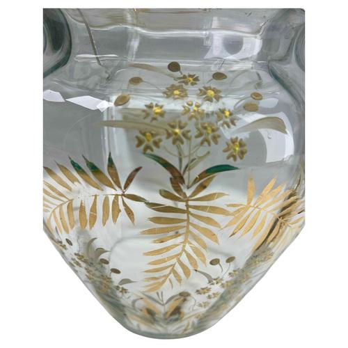 Antique Art Nouveau punch bowl set glass gold enamel Harrach Bohemia 1900 Photography fails to capture the colour en the...