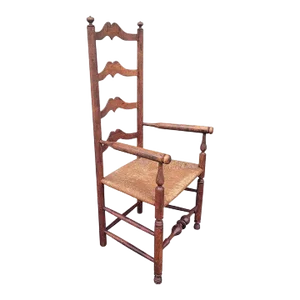 19Thc Ladder Back Chair With Hand Woven Seat