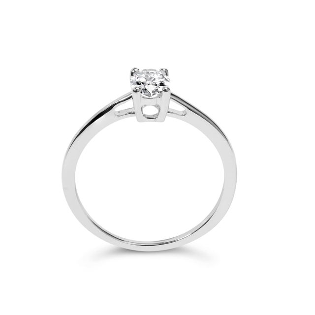 Early 21st Century 14K White Gold 1/2 Cttw Oval Lab Grown Diamond 4 Prong Solitaire Engagement Ring (F-G Color, VS2-SI1 Clarity) - Size 5 For Sale - Image 5 of 7