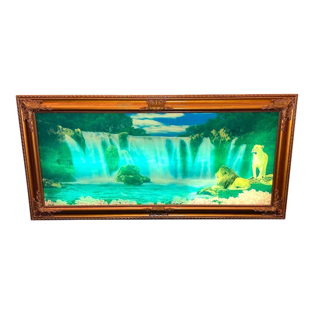 1970s Motion and Sound Waterfall With Lions Picture For Sale
