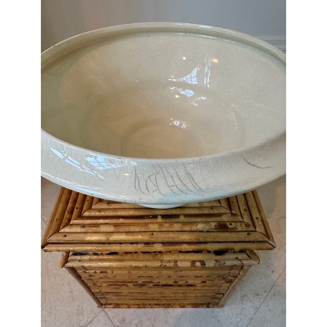 Vintage Art Deco Sarreguemines France Porcelain Bowl, Footed With Handles For Sale - Image 12 of 16