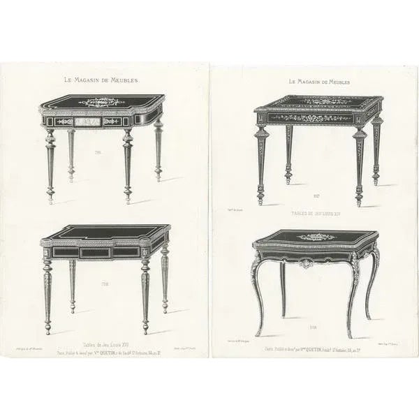 Victor Quetion, Game Tables, 1860, Paper, Set of 2 For Sale - Image 4 of 7