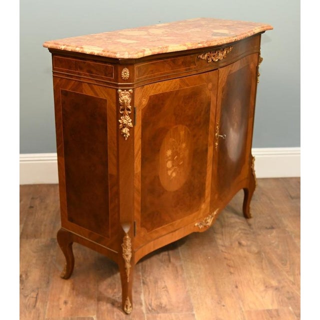 Metal Vintage Buffet in Walnut and Marble, 1920 For Sale - Image 7 of 11