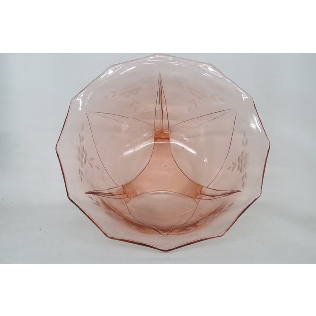Glass Pink Depression Glass Footed Large Bowl 4633b For Sale - Image 7 of 15