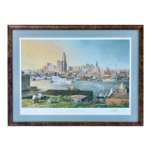 1980s Baltimore Harbor From Federal Hill, Framed Limited Edition Print – Signed Paul McGehee For Sale
