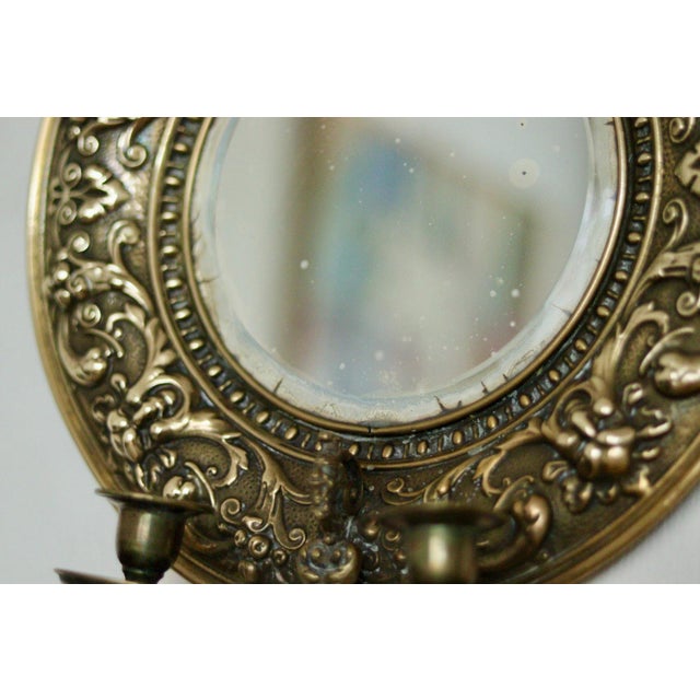 Antique Swedish Brass Sconces with Mirrors, Set of 2 For Sale - Image 13 of 18