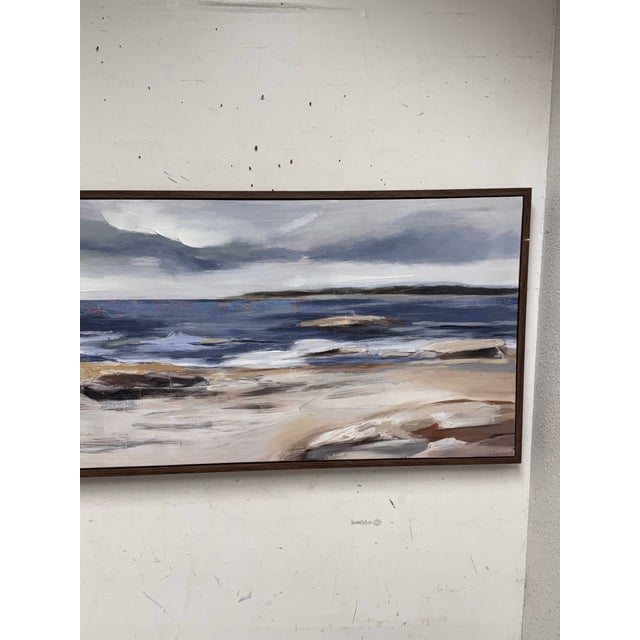 Blue Brodsky Abstract Coastal Seascape on Canvas, Framed For Sale - Image 8 of 12