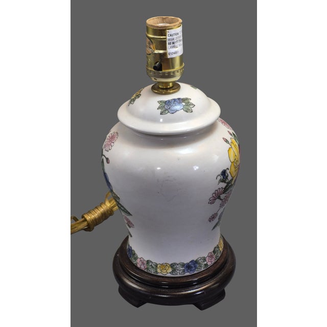Rose Vintage Romantic Painted Porcelain Floral Roses Boudoir Table Lamps - Pair For Sale - Image 8 of 10