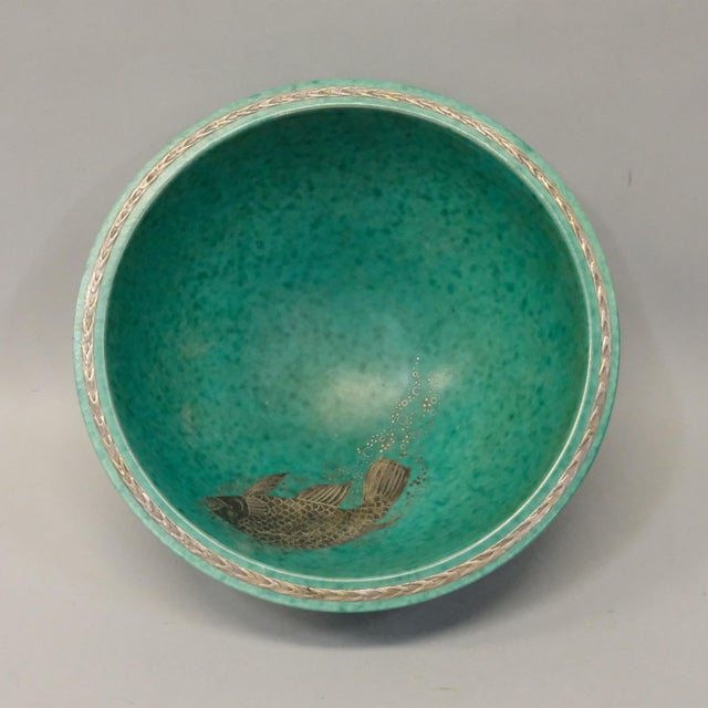 1940s Bowl in Ceramic and Silver Argenta by Wilhelm Kåge for Gustavsberg, Sweden, 1940s For Sale - Image 5 of 6