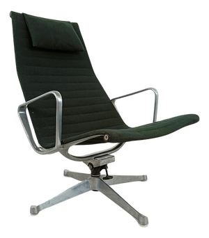 EA124 Lounge Chair in Black Fabric by Charles & Ray Eames for Herman Miller, 1970s