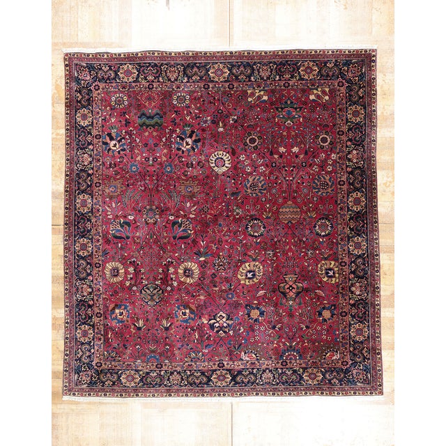 Vintage Indian Agra Rug, 13'01 X 14'07 For Sale - Image 10 of 10