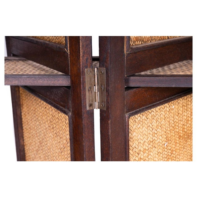 Wood Acacia Wood and Rattan Room Divider with Double-Sided Shelves, Philippines For Sale - Image 7 of 10