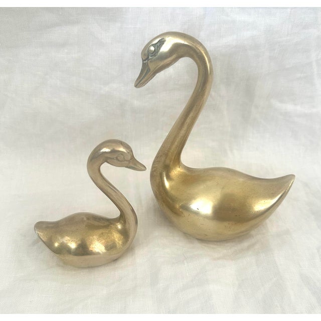 MCM Pair of Brass Swans For Sale - Image 4 of 4