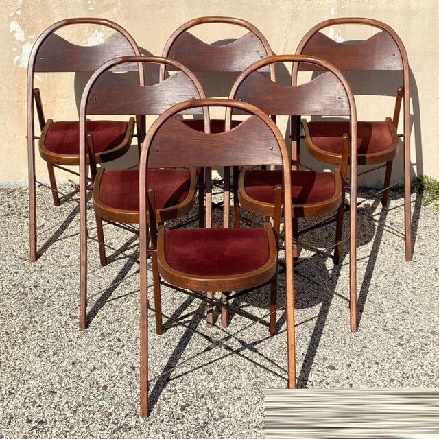 Vintage Art Deco Wooden Theatre Folding Chairs by General Sales Co