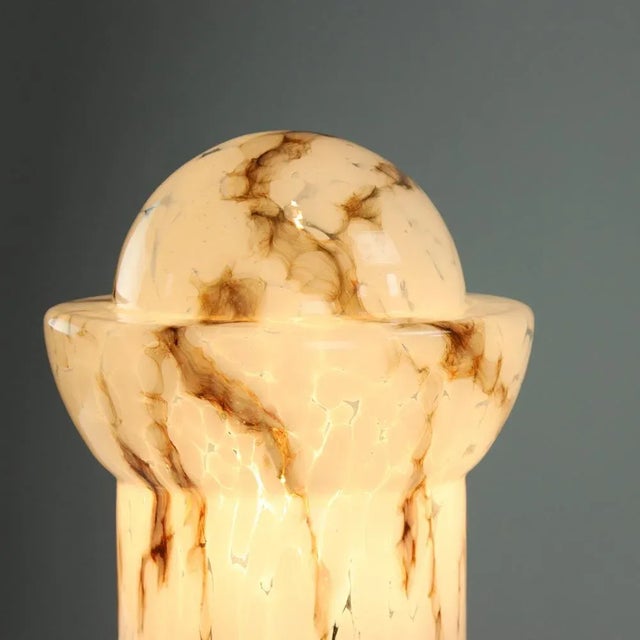White Vintage White and Marble Colored Opaline Glass Table Lamp by Ivan Jakeš for Sklarny Rapotin, 1960s For Sale - Image 8 of 11