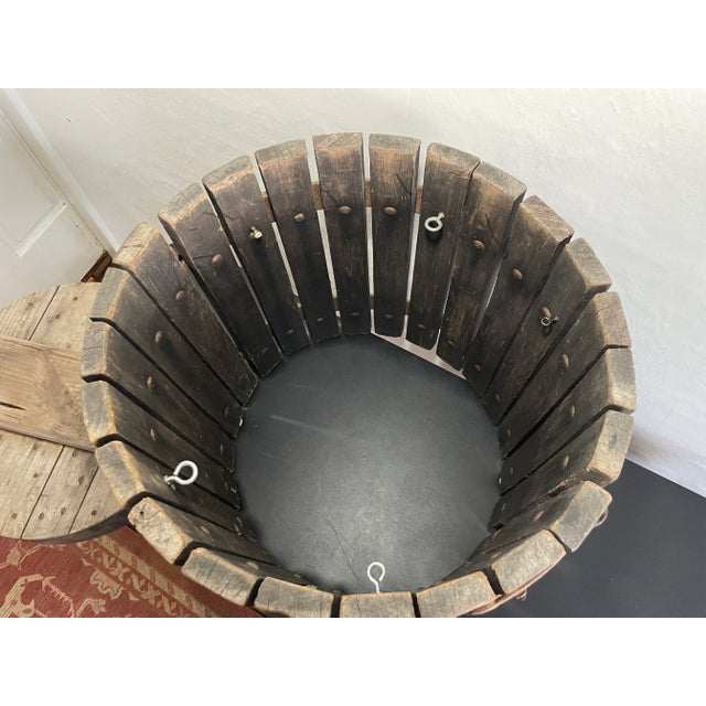 Antique Wooden Wine Press Basket Side Table Plant Stand For Sale - Image 9 of 9