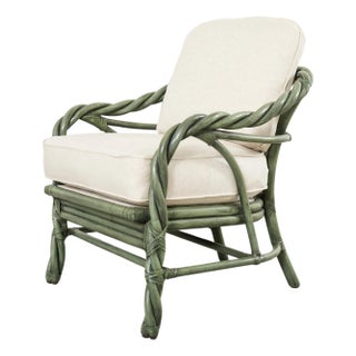 McGuire Organic Modern Twisted Rattan Lounge Chair For Sale