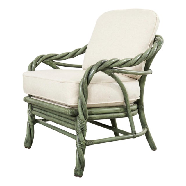 McGuire Organic Modern Twisted Rattan Lounge Chair For Sale