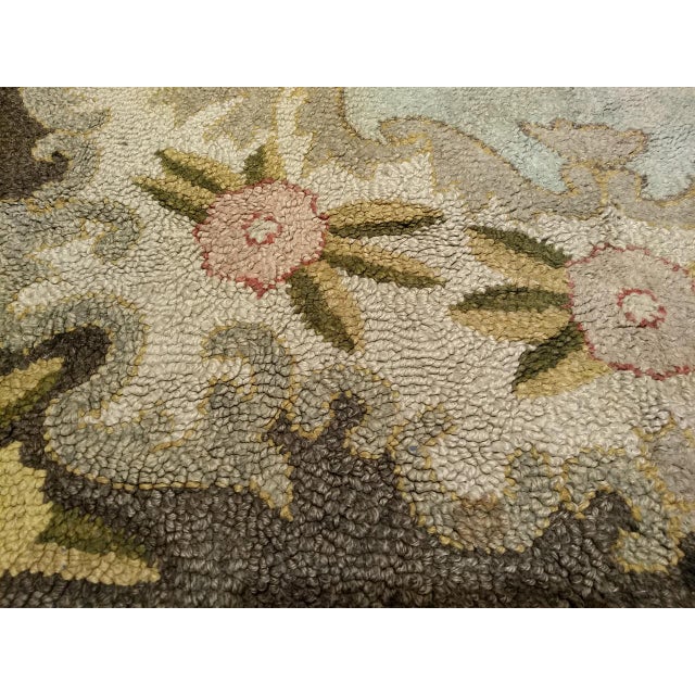 Vintage American Hand Hooked Rug, Wool & Cotton, Floral Pattern, Folk Art, 4x6 For Sale - Image 10 of 15