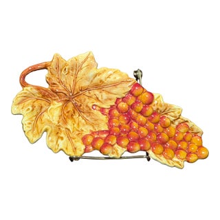 Fitz and Floyd Del Vino Handcrafted Fall Grape Ceramic Spoon Rest For Sale
