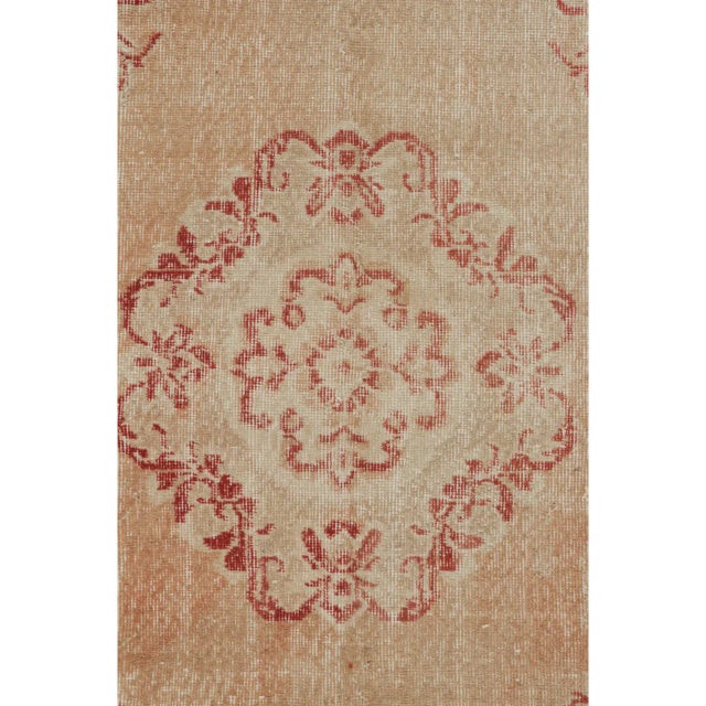 Vintage Zeki Müren Rug in Beige With Red Floral Medallion Pattern by Rug & Kilim For Sale In New York - Image 6 of 7