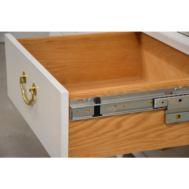 1970s White Karl Springer Style Grass Cloth Nightstands - A Pair For Sale - Image 10 of 10
