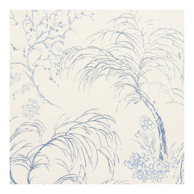 Sample - Schumacher Mori Sisal Wallpaper in Porcelain For Sale