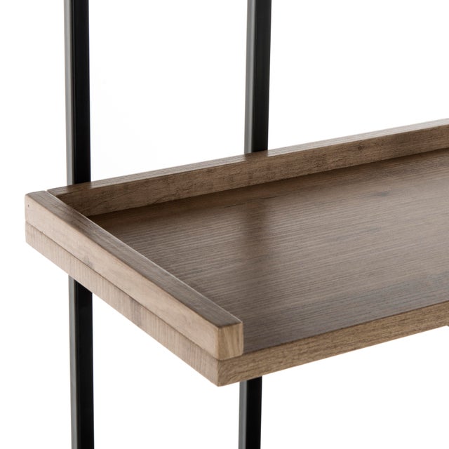 Retro Mid 5 Tier Wood Etagere in Oak & Black For Sale In Philadelphia - Image 6 of 10