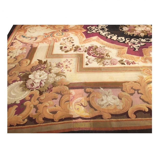 Antique French Aubusson Tapestry Wool 14x17 Tan, Ivory & Black Handmade Area Rug #9902078 For Sale - Image 9 of 12