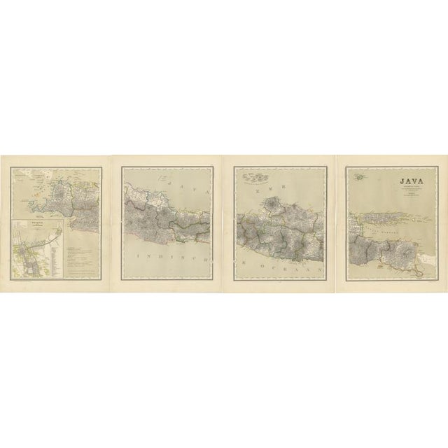 Antique Java Maps with Batavia Plan Dutch East Indies, 1880s, Set of 4 For Sale - Image 10 of 10