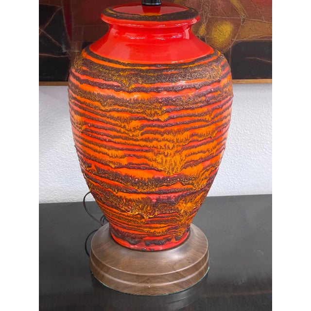 Lava Glaze Ceramic Lamps - A Pair For Sale - Image 11 of 13