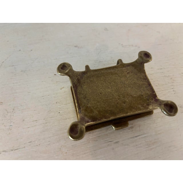 Wood Vintage English Brass Stamp Box For Sale - Image 7 of 7