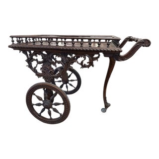Antique Handcarved French Tea Cart, Circa 1880 For Sale