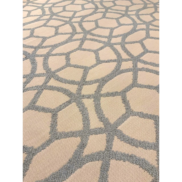 2020s Modern Blue and Beige Geometric Cut Chenille Designer Fabric - 9.5 Yards For Sale - Image 5 of 5