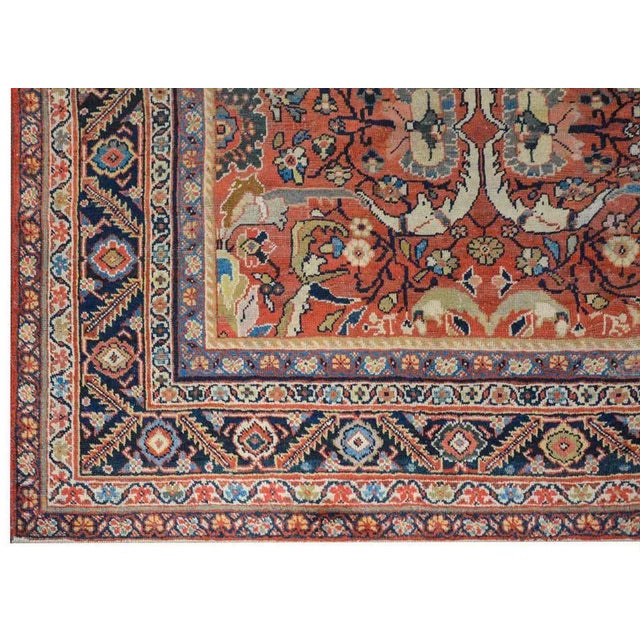 Brick Red Early 20th Century Mahal Rug For Sale - Image 8 of 12