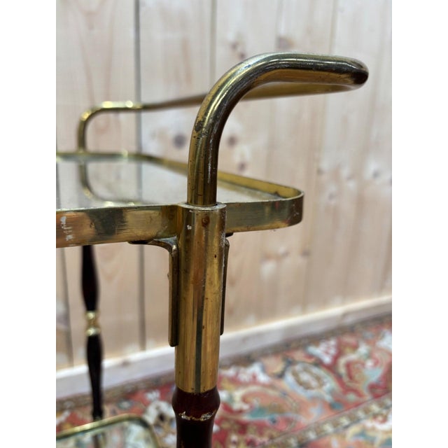 1950s Vintage Serving Cart in Brass and Glass, 1950s For Sale - Image 5 of 8